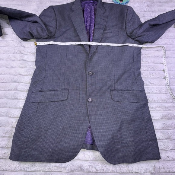 Ted Baker Blazer 40R Blue Black Check Endurance Single Breasted Suit Jacket - Picture 6 of 13